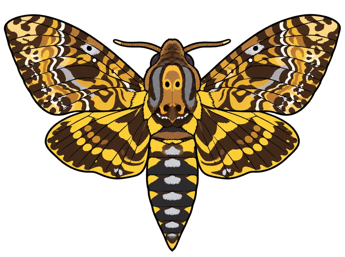 Acherontia lachesis, dorsal view