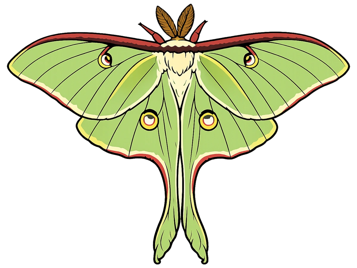 Actias luna dorsal illustration