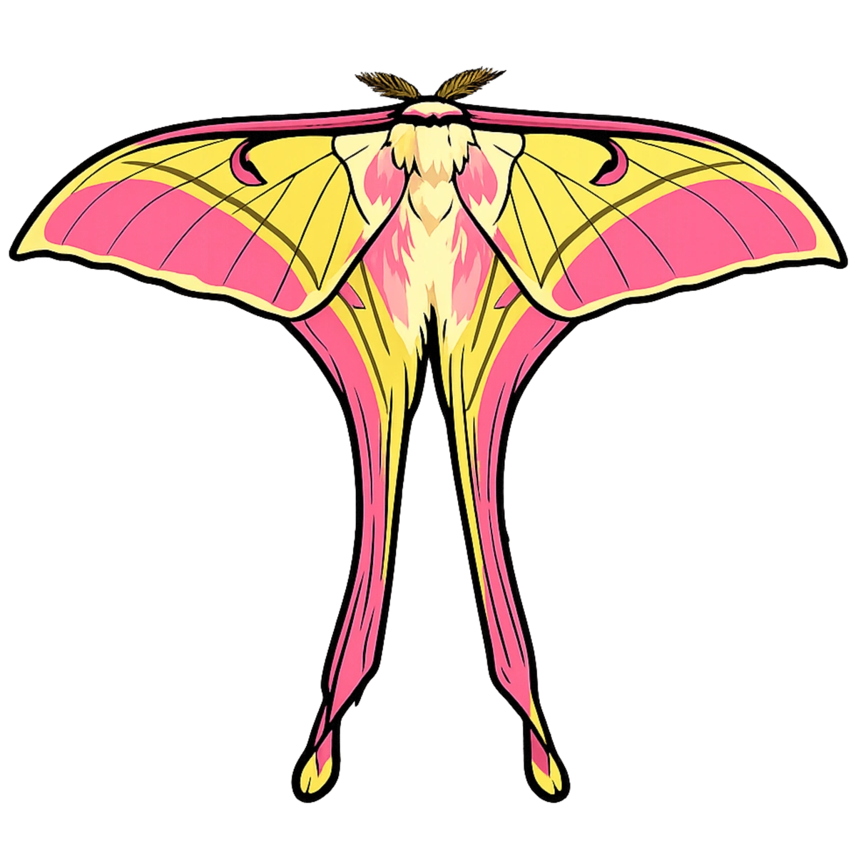 Actias rhodopneuma dorsal illustration
