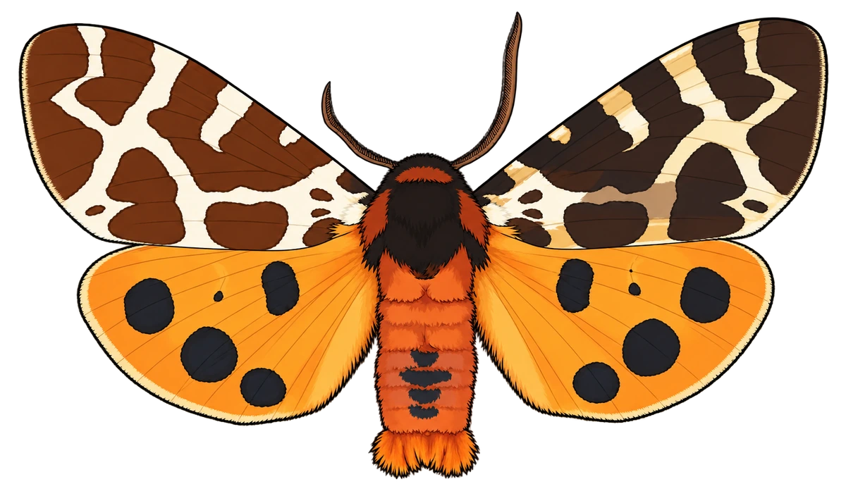 Arctia caja, dorsal view