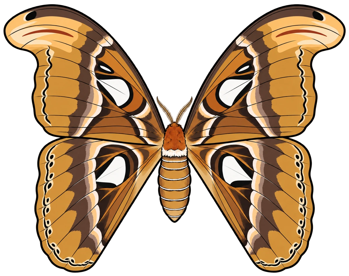 Attacus atlas, dorsal view