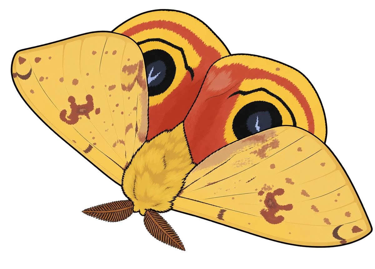 Automeris io, dorsal view