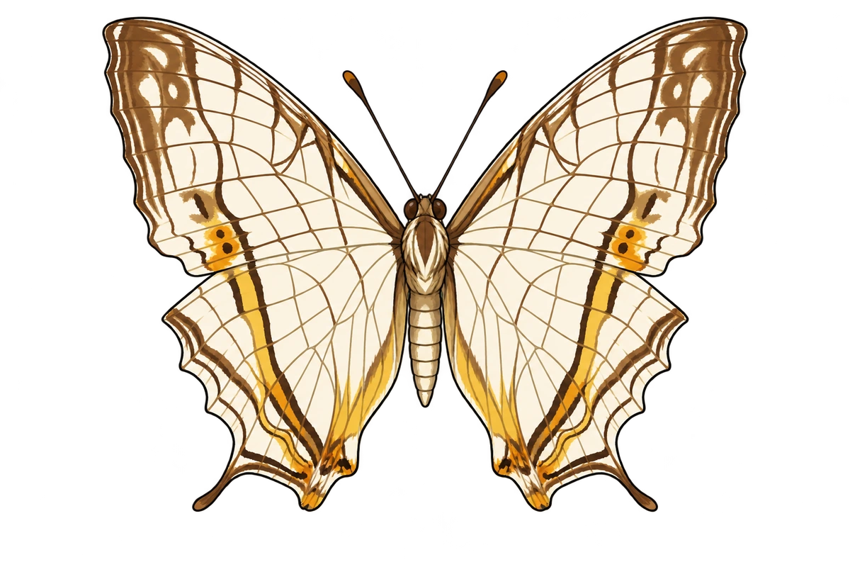 Cyrestis thyodamas, ventral view