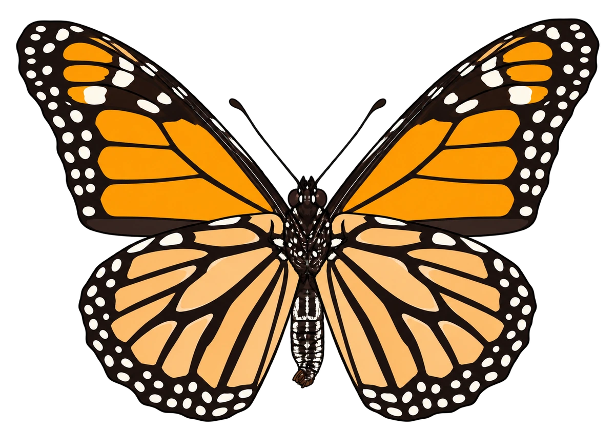 Danaus plexippus, ventral view