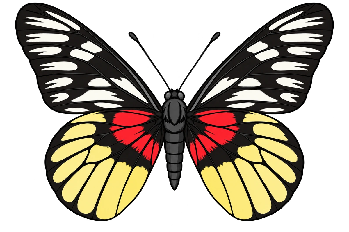 Delias acalis, ventral view