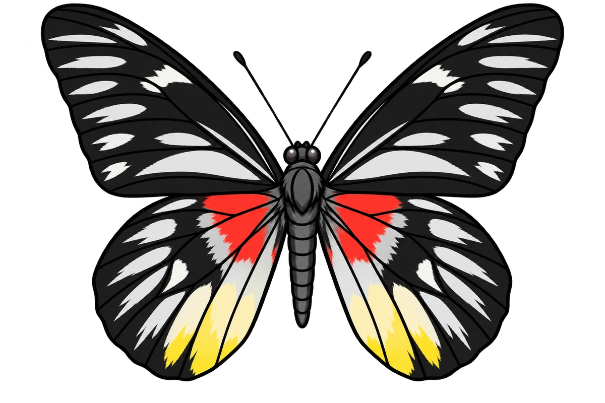 Delias acalis, dorsal view