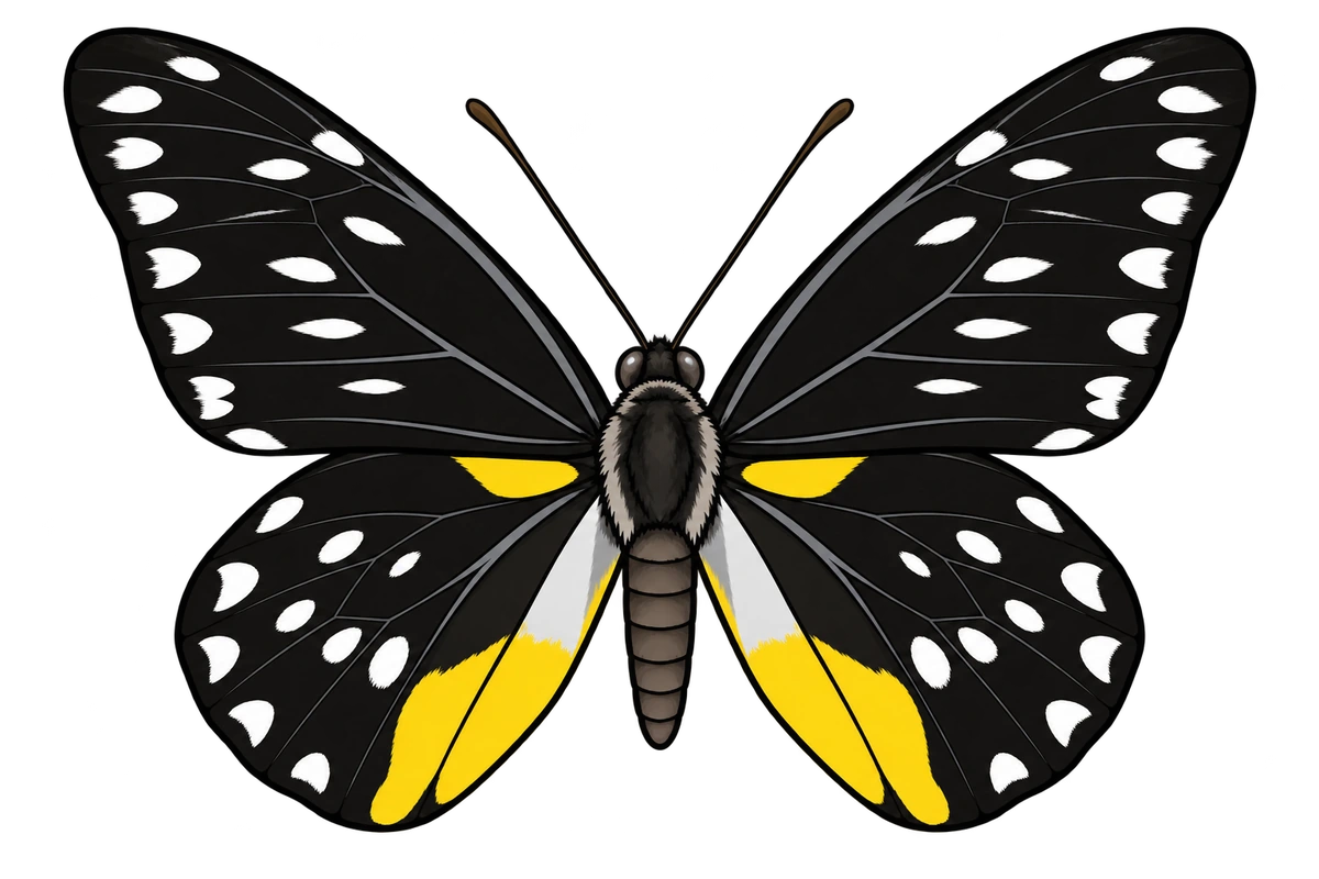 Delias belladonna, dorsal view