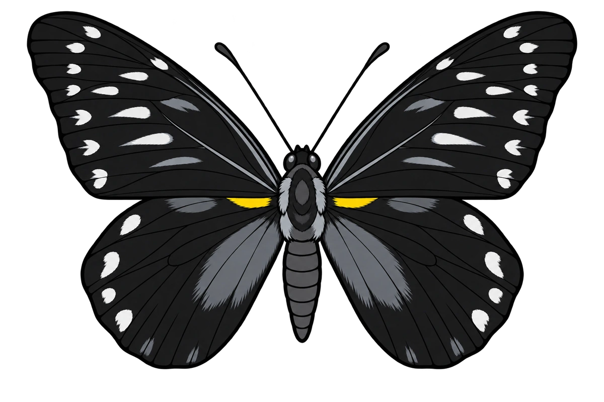 Delias berinda, dorsal view