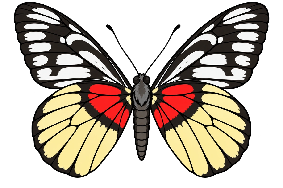 Delias ninus, ventral view