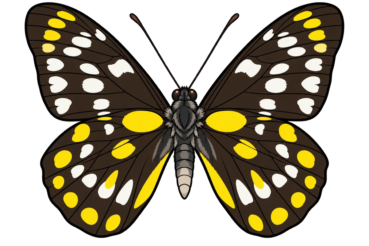 Delias surprisa, ventral view