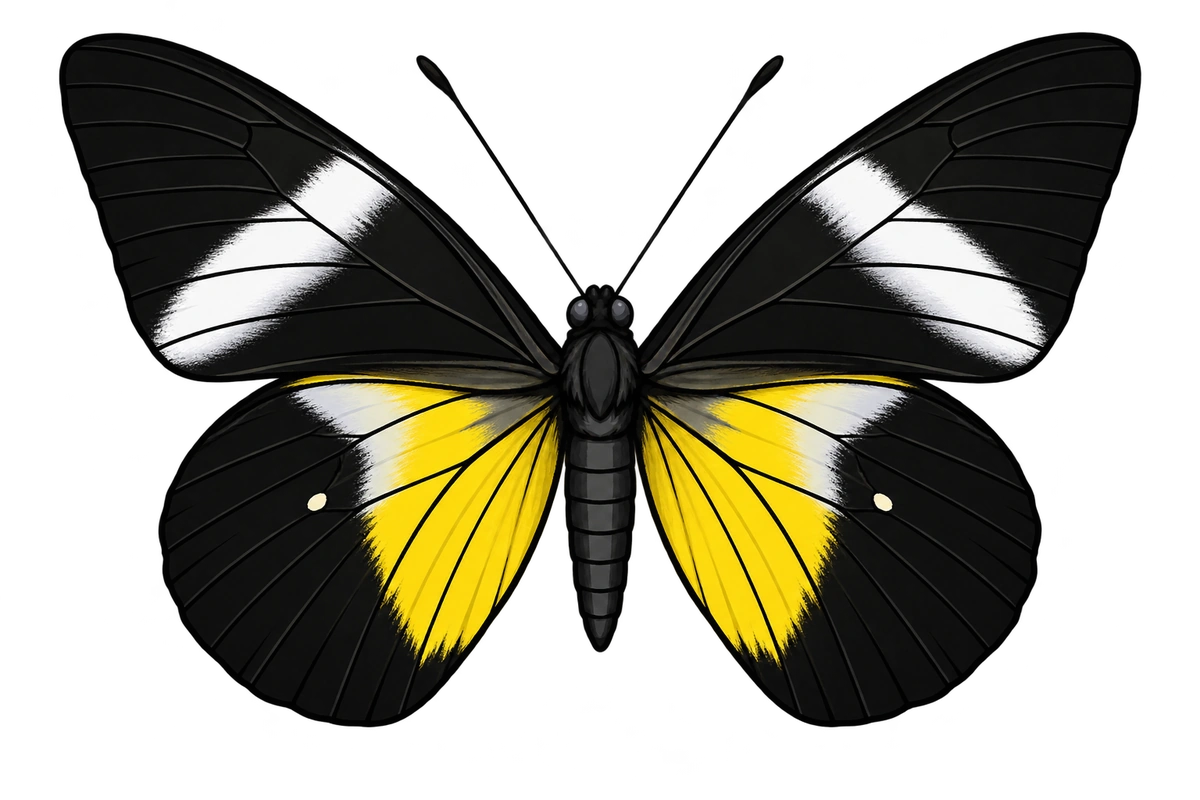 Delias woodi, dorsal view