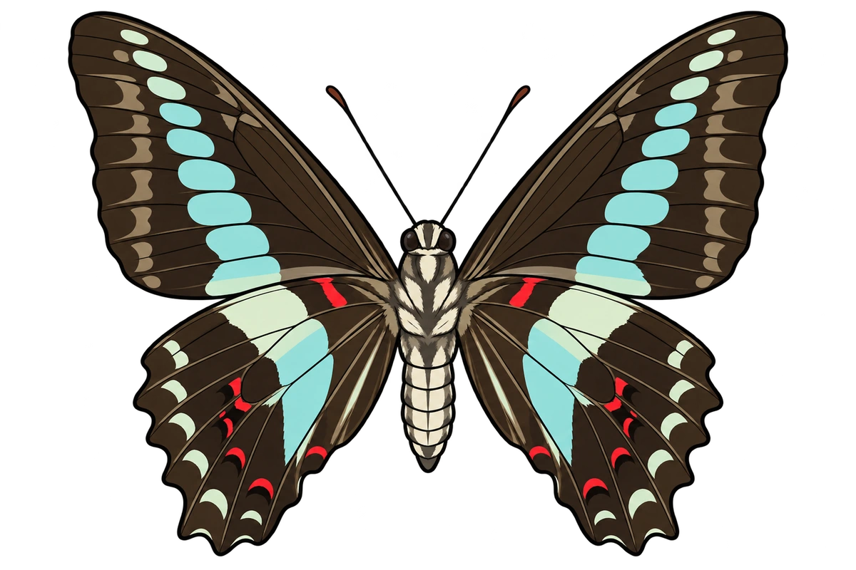 Graphium sarpedon, ventral view