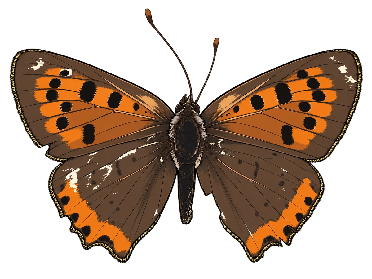 Lycaena phlaeas, dorsal view