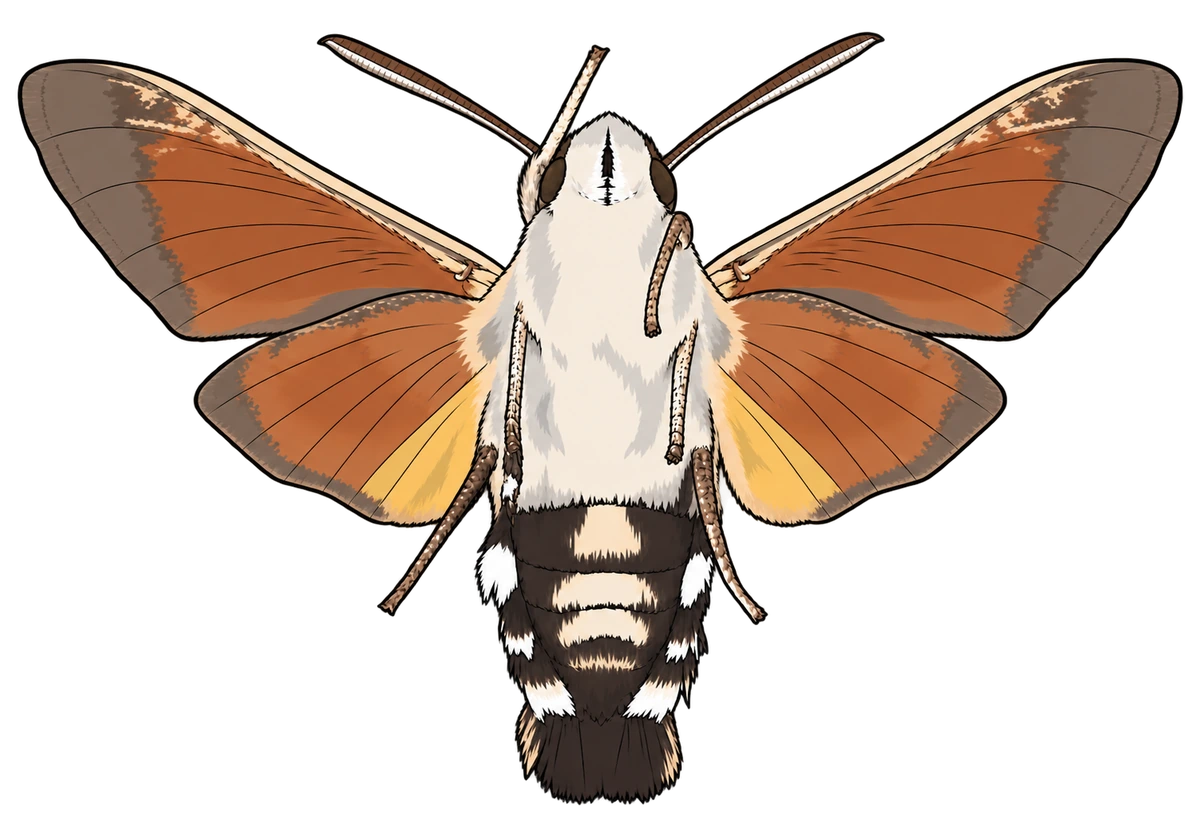 Macroglossum stellatarum, ventral view