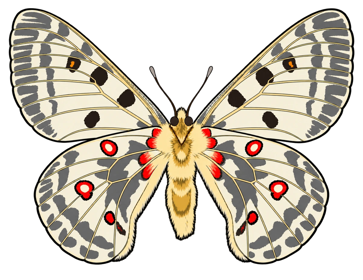 Parnassius apollo, ventral view