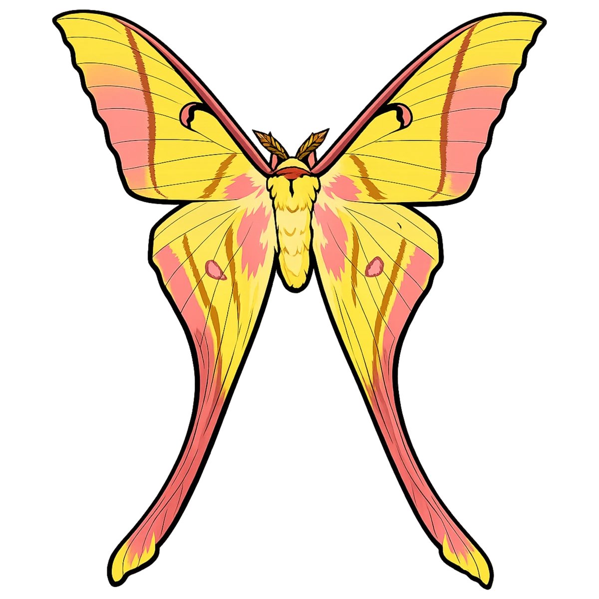 Actias rhodopneuma, open-wing ventral study