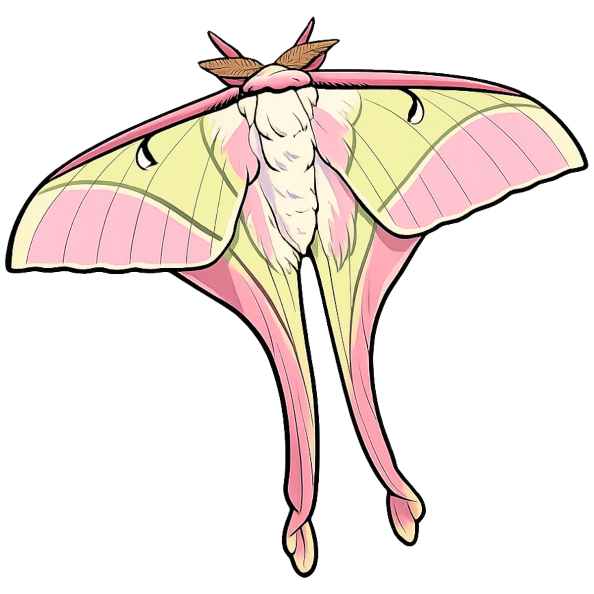 Actias rhodopneuma, left-facing dorsal study
