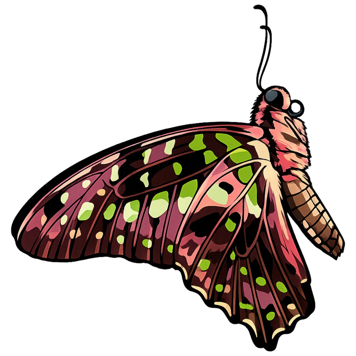 Graphium agamemnon, hanging perch study