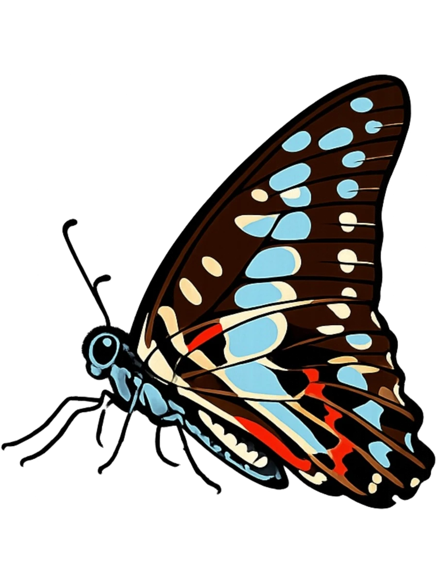 Graphium doson, left-facing folded-wing study