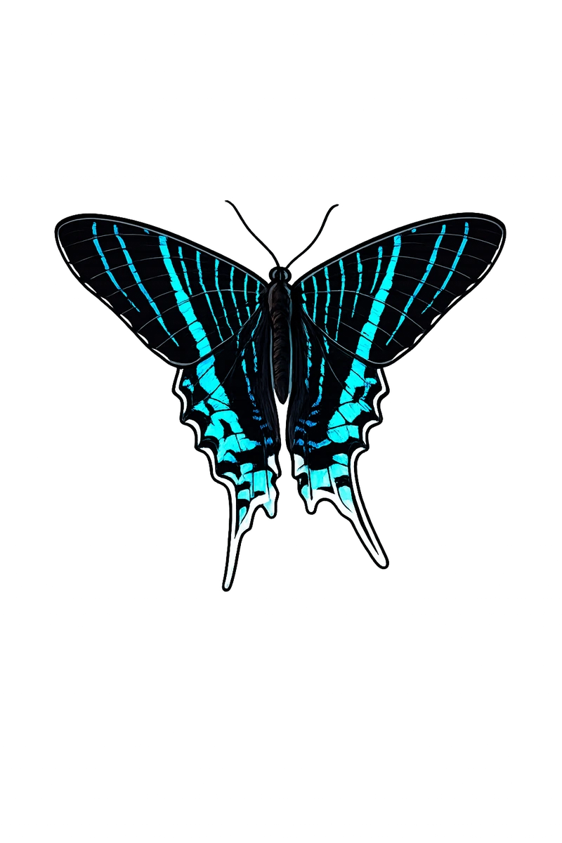 Urania leilus dorsal illustration