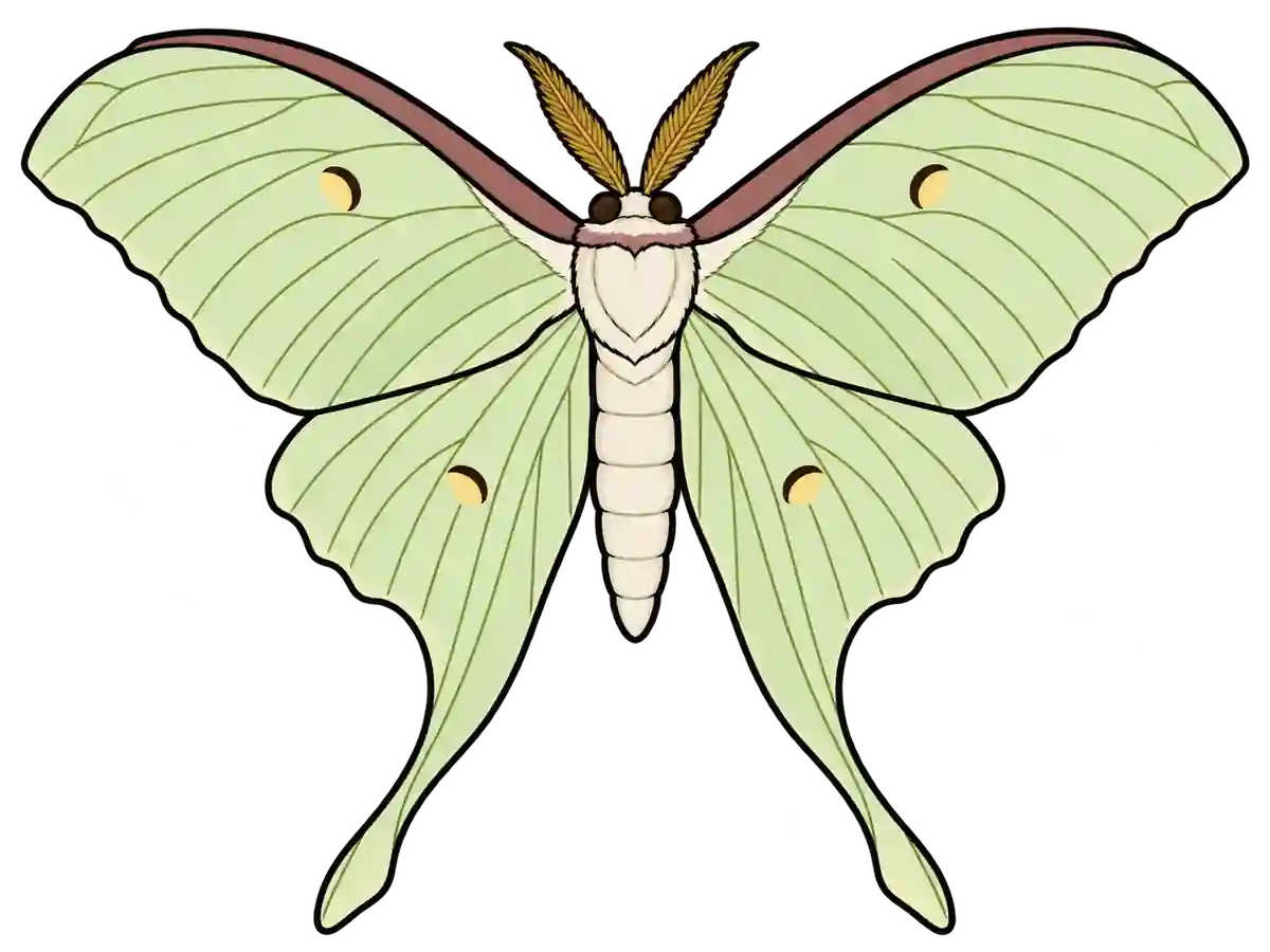 Actias selene, dorsal view