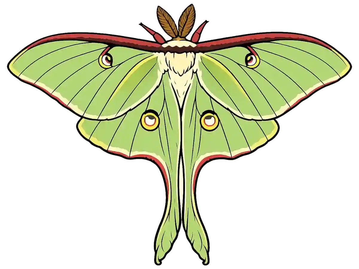 Actias luna dorsal illustration