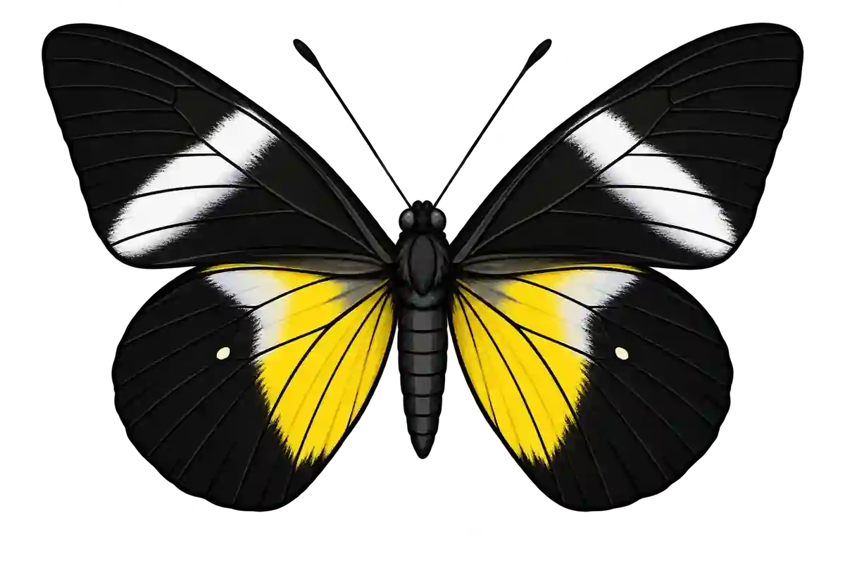 Delias woodi, dorsal view