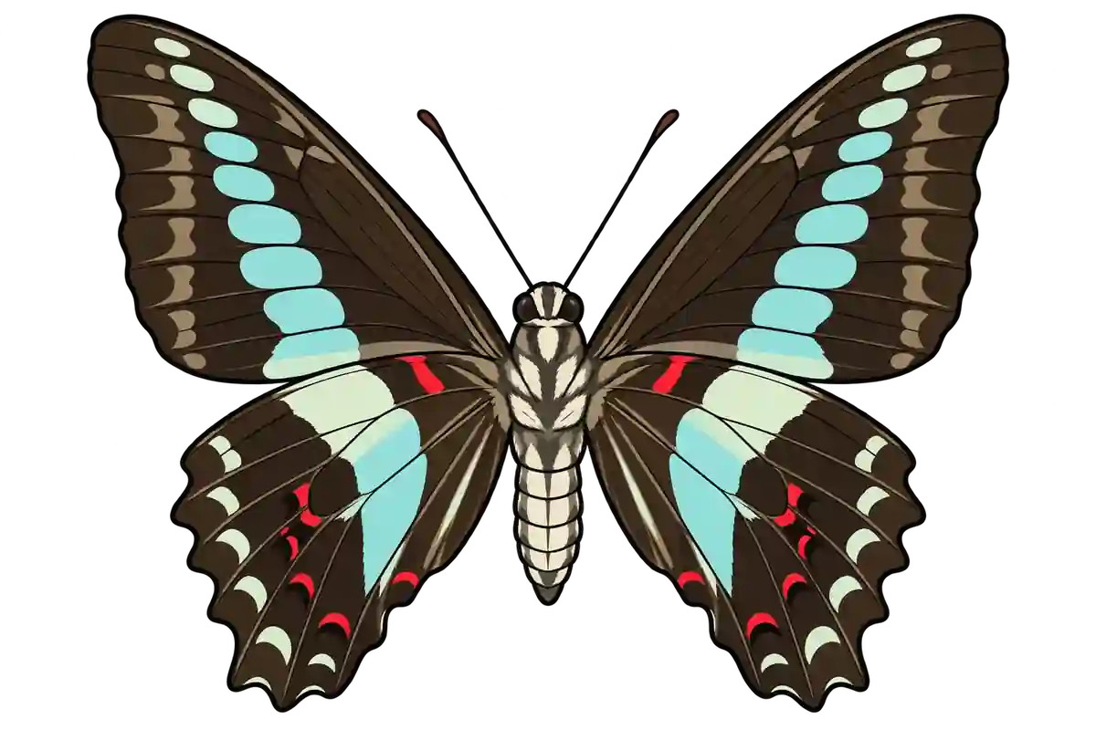 Graphium sarpedon, ventral view