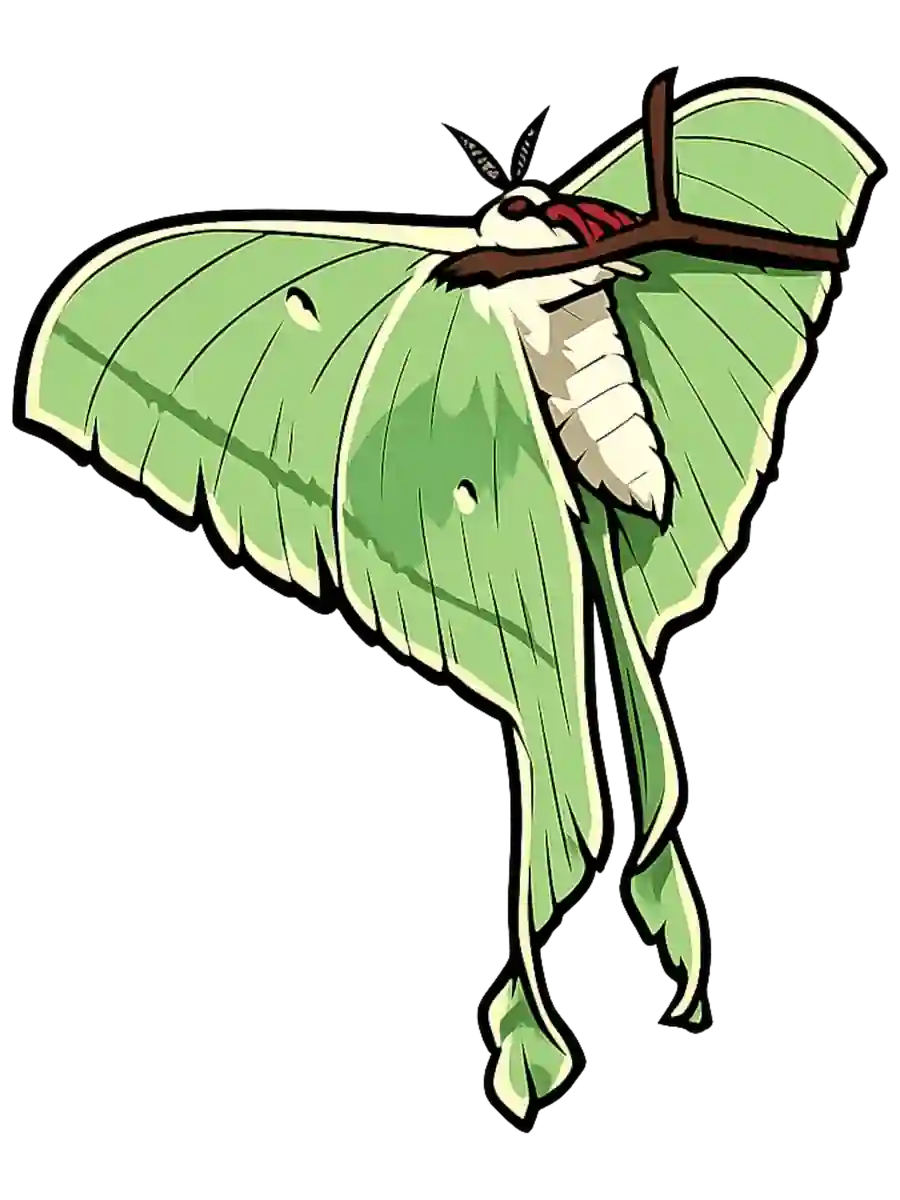 Actias luna, branch perch study