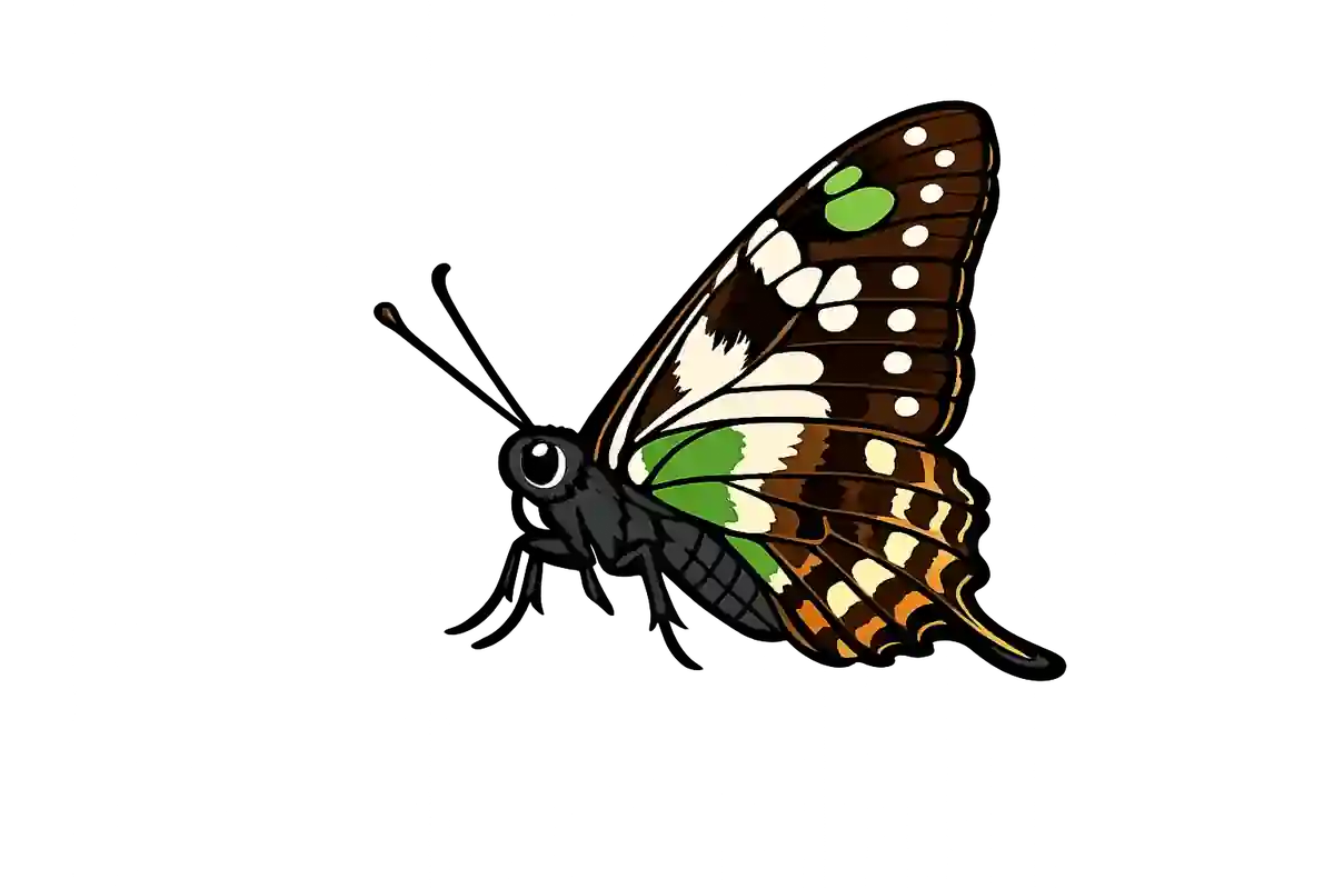Graphium weiskei, left-facing folded-wing study