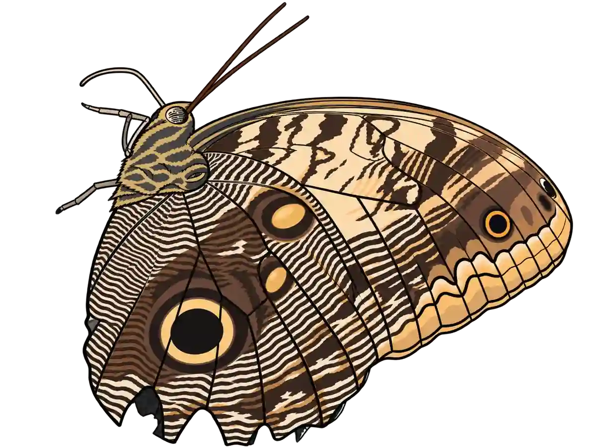 Caligo telamonius, ventral view