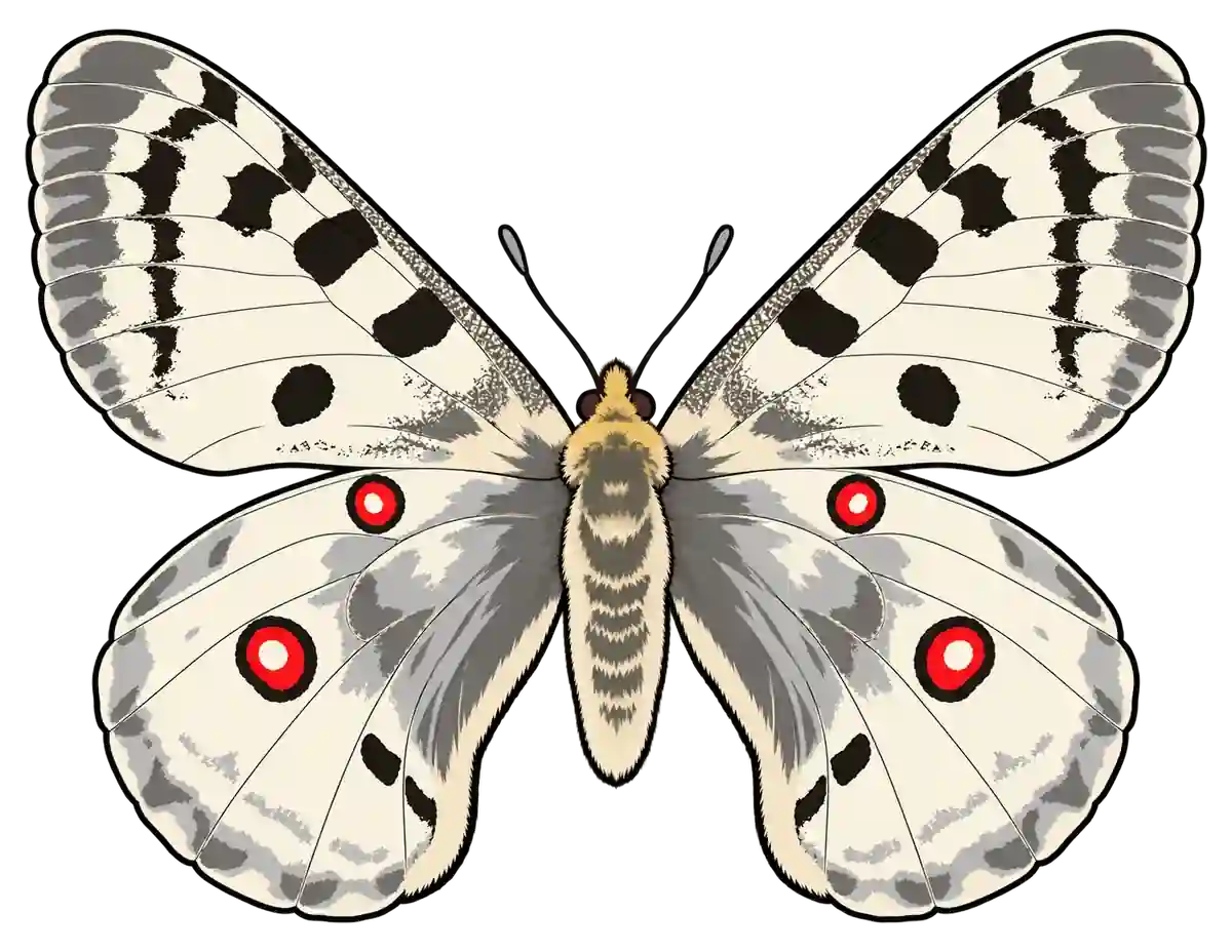 Parnassius apollo, dorsal view